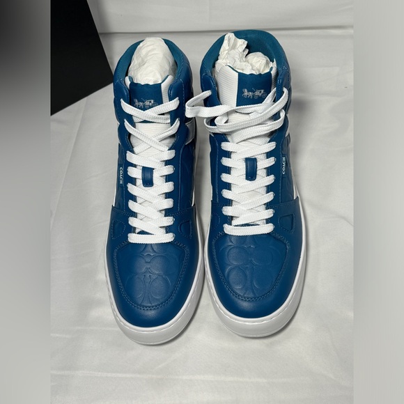 New Authentic Coach Mens Shoes Clip Court High Top Sneaker In Signature Sz 11.5 - Picture 5 of 12